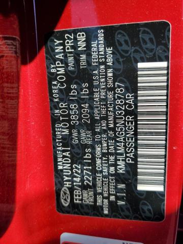 2022 Hyundai Elantra VIN KMHLM4AG5NU328787 Copart auction photo, front end damage thumbnail 13