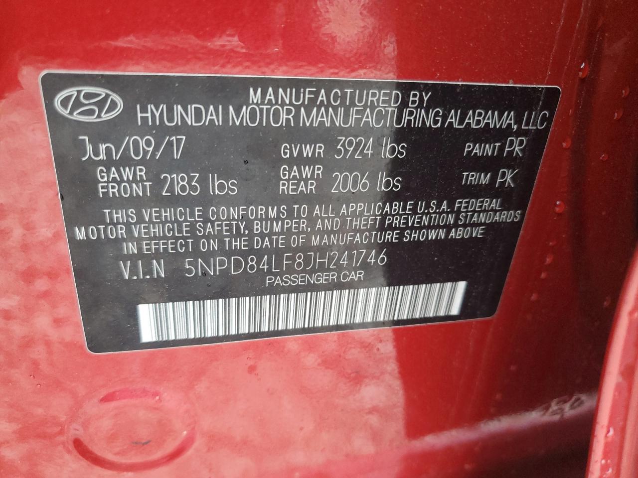 2018 Hyundai Elantra VIN 5NPD84LF8JH241746 Copart auction photo, minor dent/scratches damage thumbnail 12