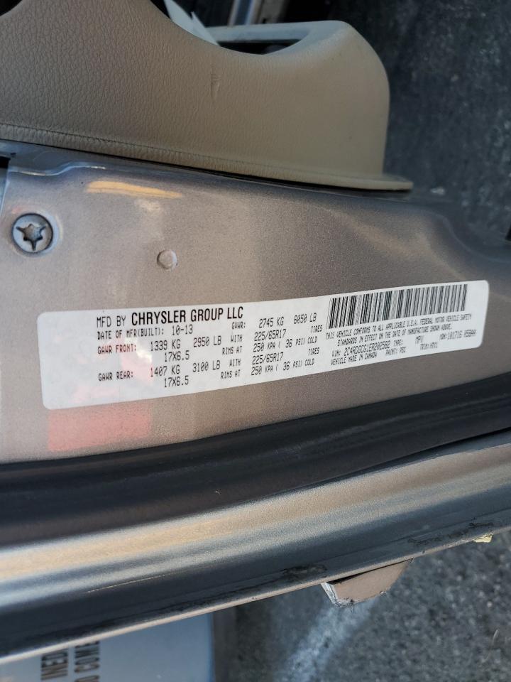 2014 Dodge Caravan VIN 2C4RDGCG1ER202582 Copart auction photo, all over damage thumbnail 13