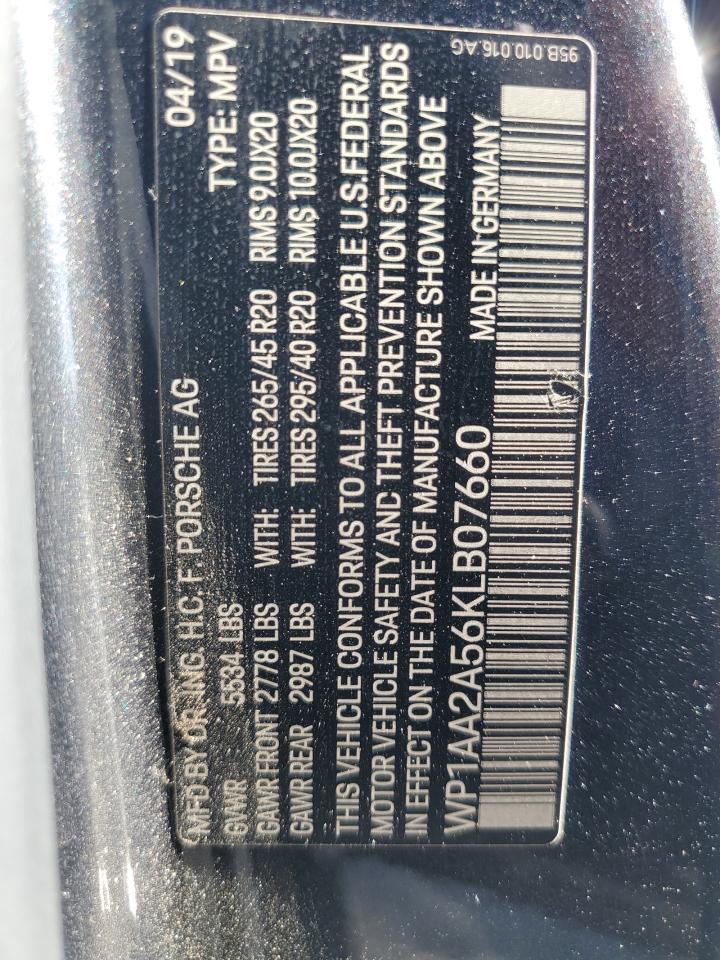 2019 Porsche Macan VIN WP1AA2A56KLB07660 Copart auction photo, all over damage thumbnail 14