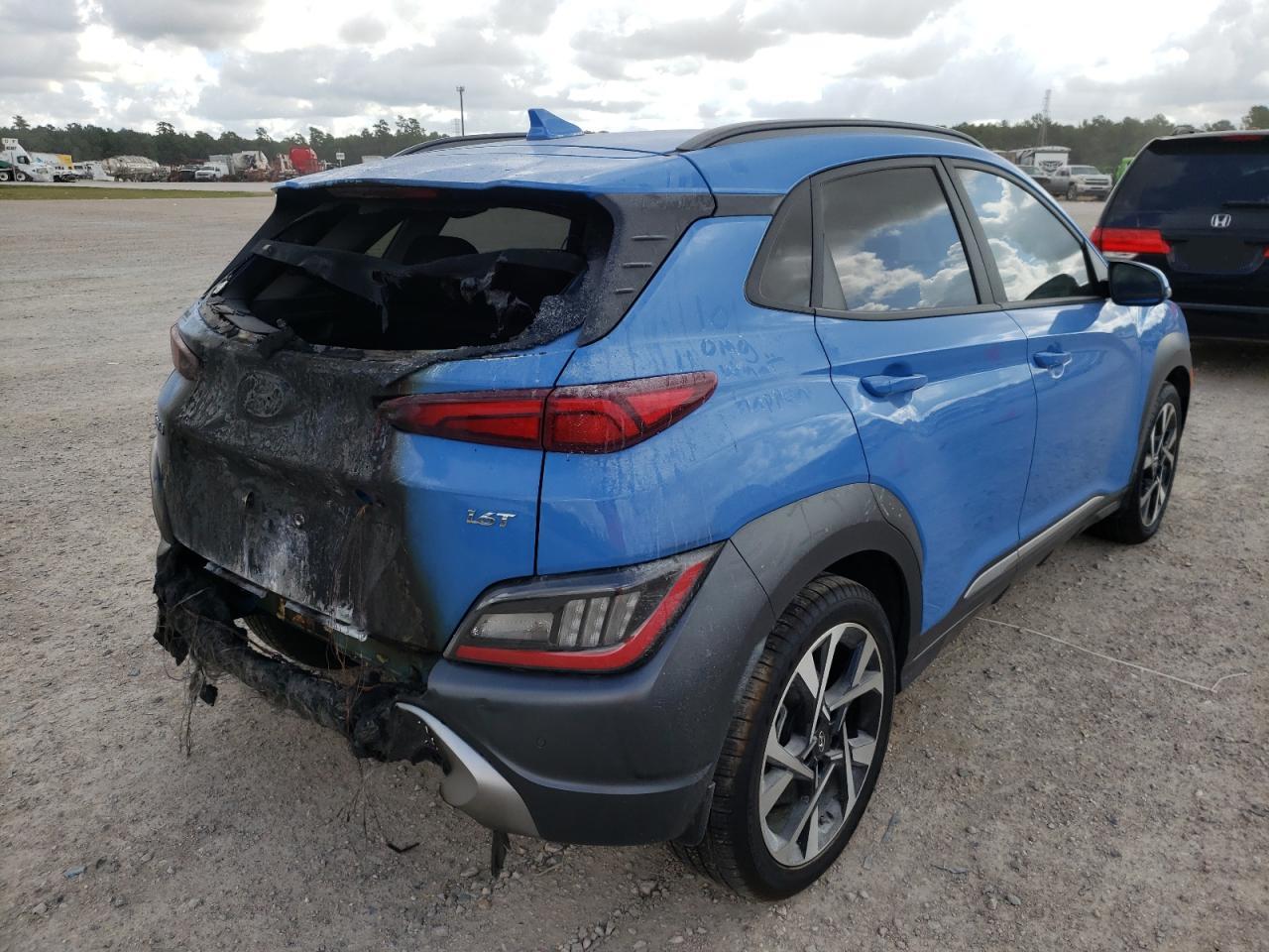 2022 Hyundai Kona VIN KM8K53A38NU794410 Copart auction photo, burn damage thumbnail 4