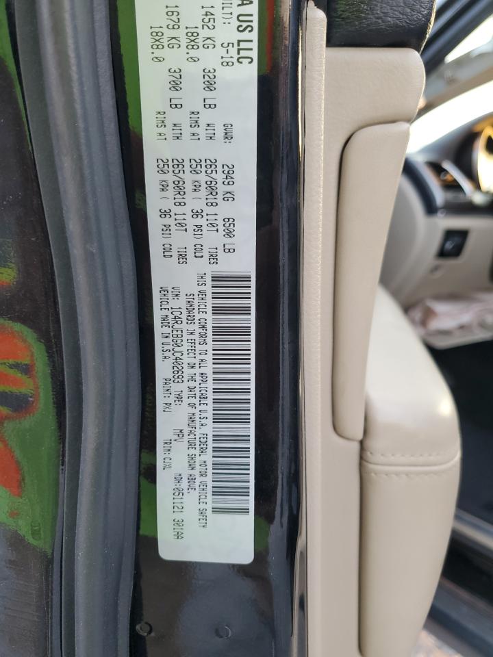 2018 Jeep Grand Cherokee VIN 1C4RJEBG0JC402693 Copart auction photo, front end damage thumbnail 12