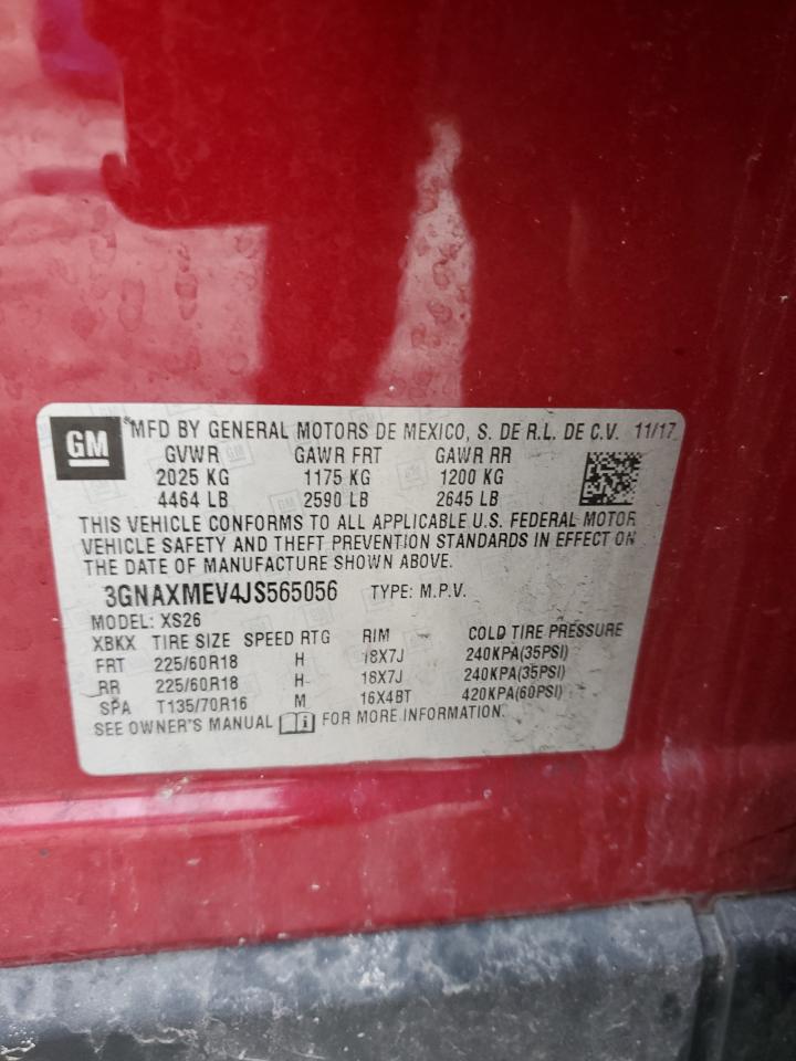 2018 Chevrolet Equinox VIN 3GNAXMEV4JS565056 Copart auction photo, mechanical / front end damage thumbnail 15