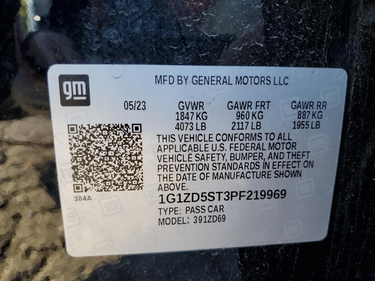 2023 Chevrolet Malibu VIN 1G1ZD5ST3PF219969 Copart auction photo, front end / rear end damage thumbnail 13
