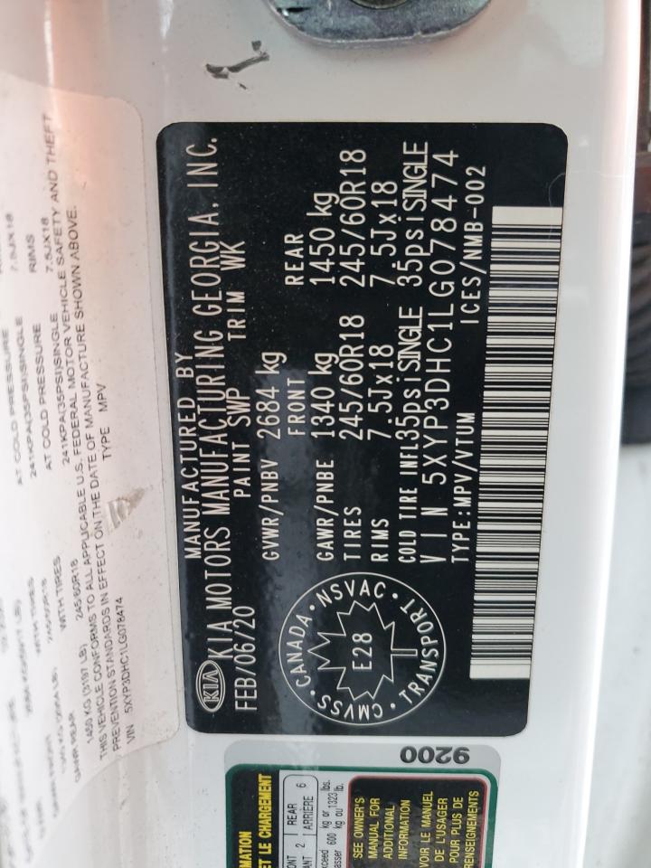 2020 KIA Telluride VIN 5XYP3DHC1LG078474 Copart auction photo, burn damage thumbnail 13