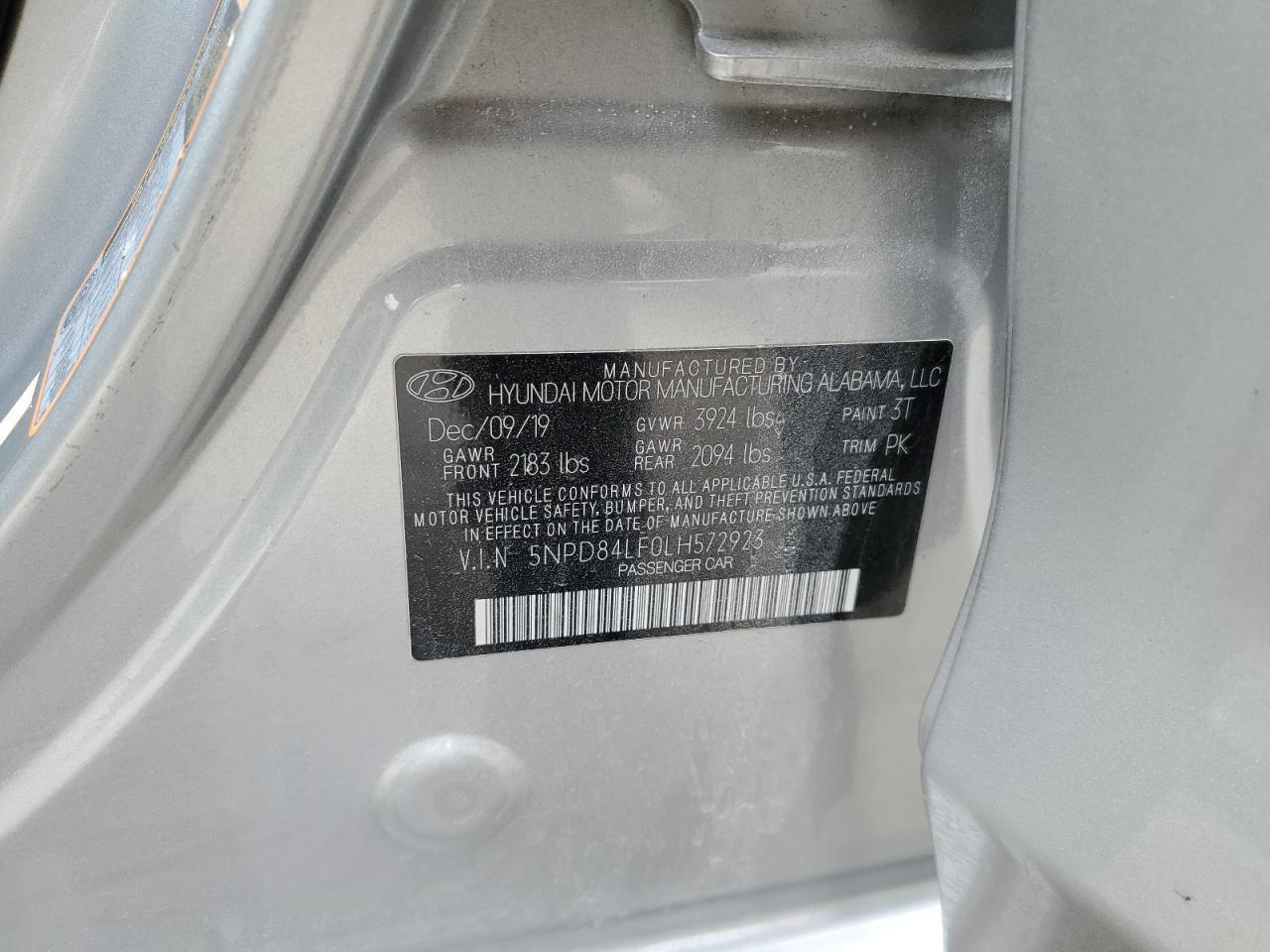 2020 Hyundai Elantra VIN 5NPD84LF0LH572923 Copart auction photo, rear end damage thumbnail 14