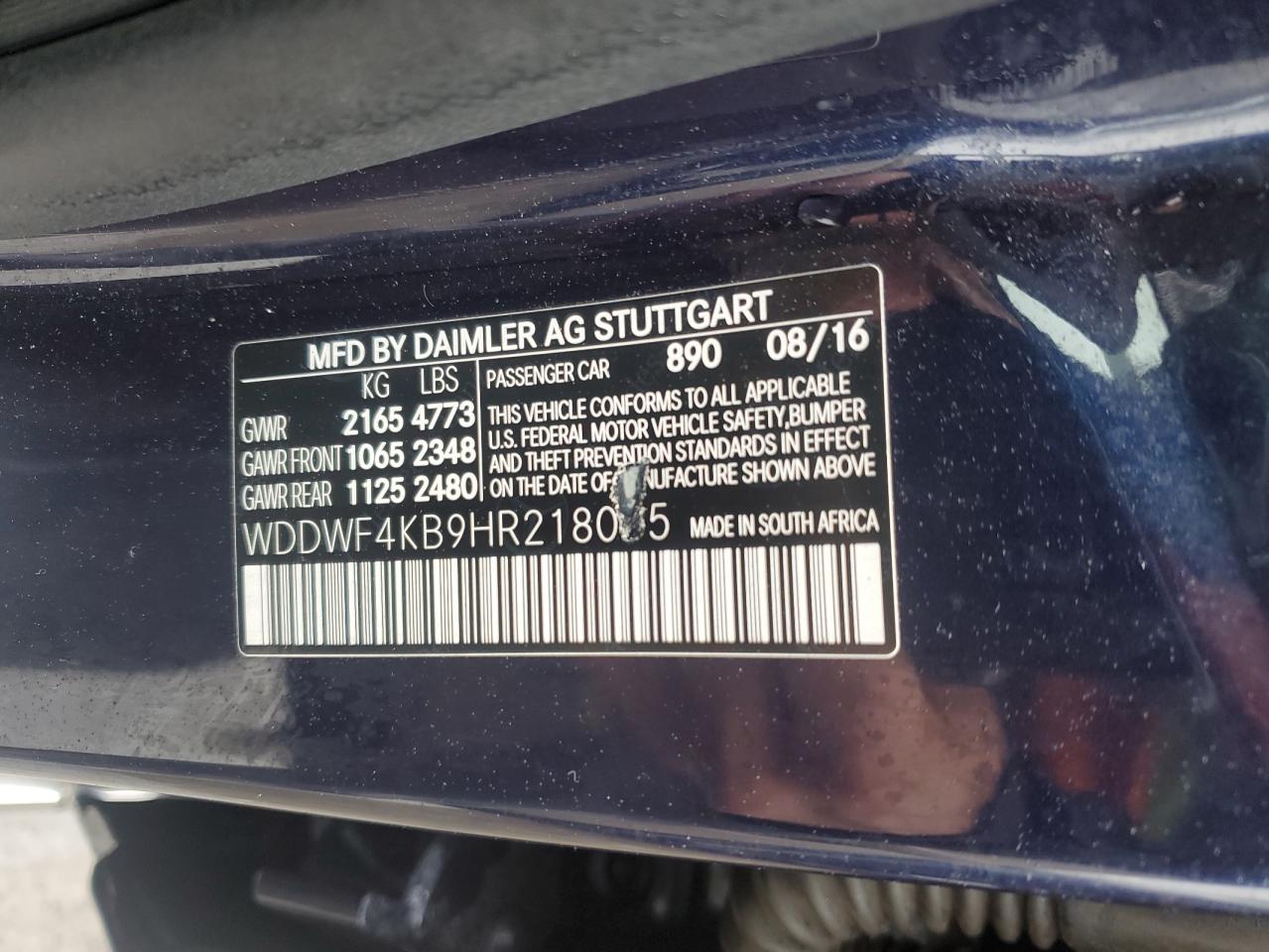 2017 Mercedes-Benz C-klasse VIN WDDWF4KB9HR218045 Copart auction photo, front end / rear end damage thumbnail 12