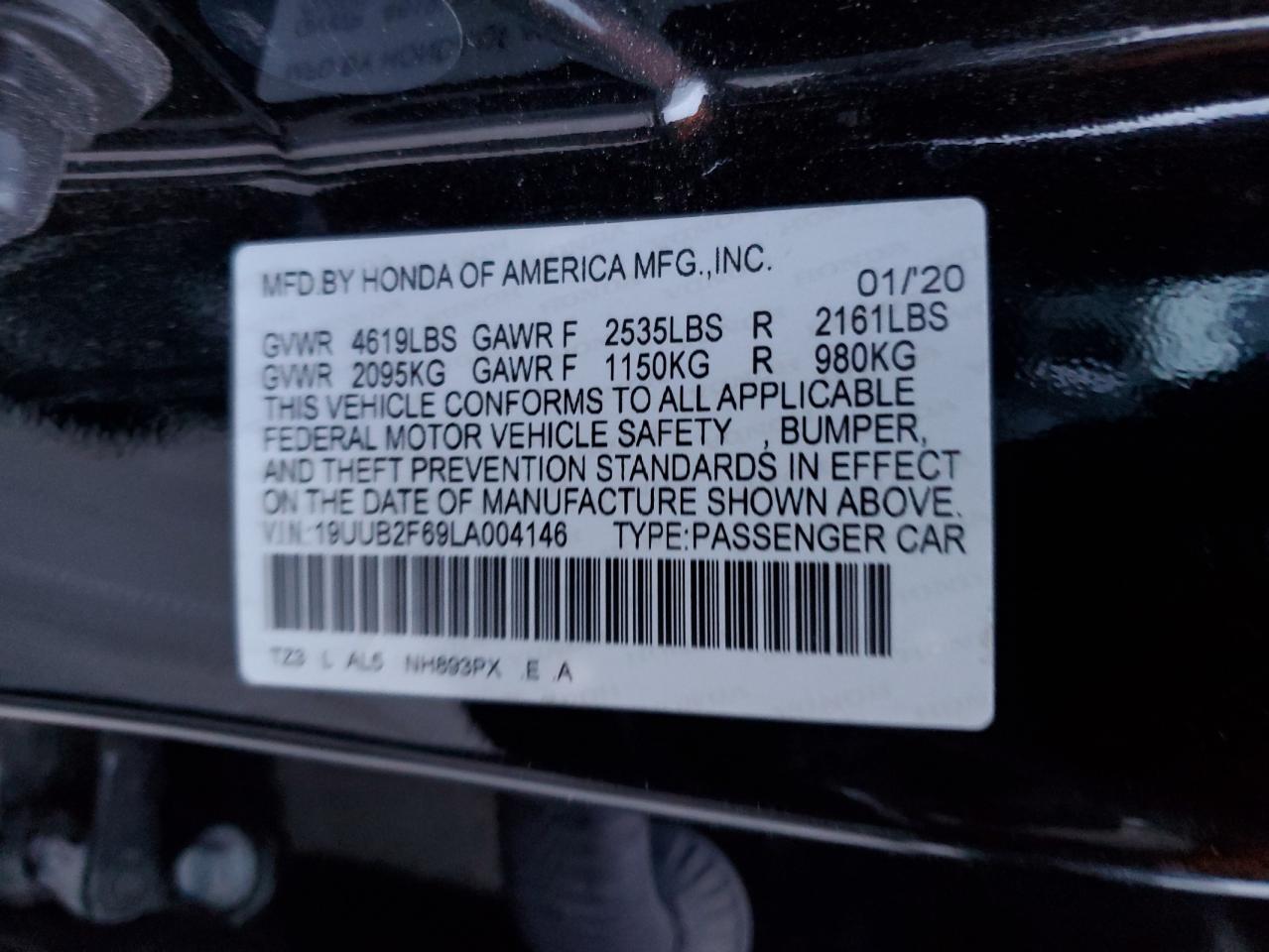 2020 Acura TLX VIN 19UUB2F69LA004146 Copart auction photo, front end / minor dent/scratches damage thumbnail 12