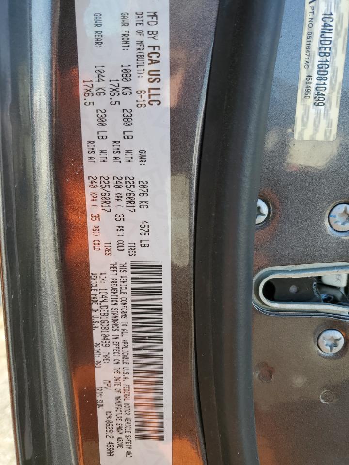 2016 Jeep Compass VIN 1C4NJDEB1GD810499 Copart auction photo, rollover damage thumbnail 14
