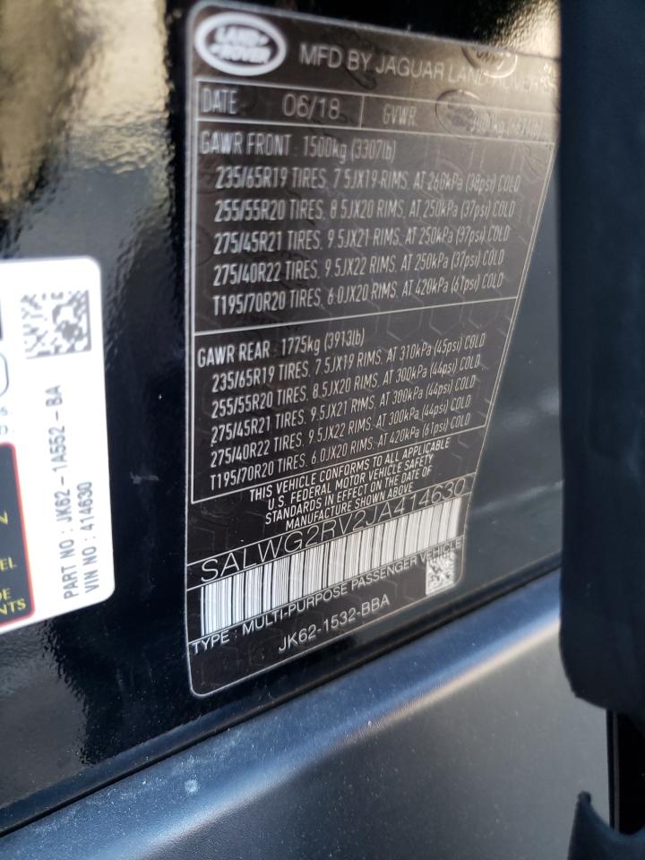 2018 Land Rover Range Rover VIN SALWG2RV2JA414630 Copart auction photo, side damage thumbnail 13
