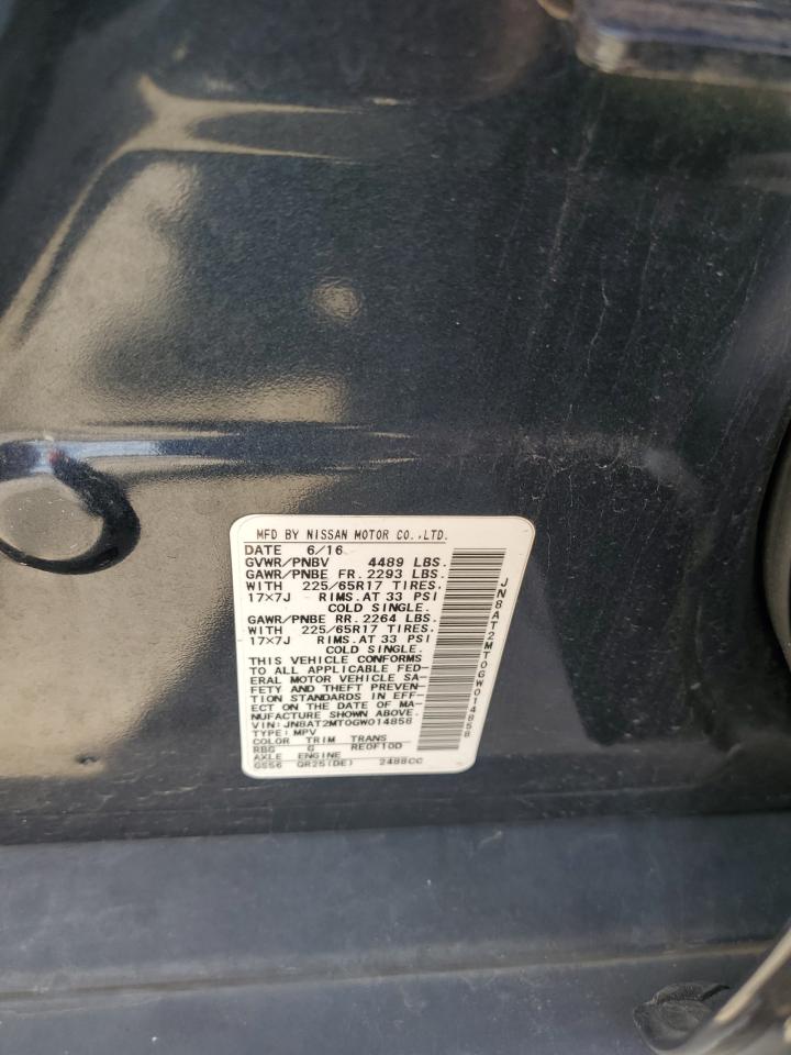 2016 Nissan Rogue VIN JN8AT2MT0GW014858 Copart auction photo, front end damage thumbnail 13