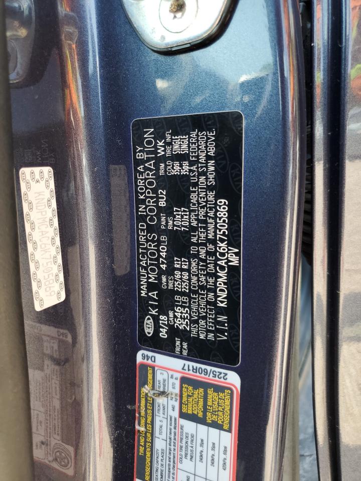2019 KIA Sportage VIN KNDPMCAC6K7505869 Copart auction photo, minor dent/scratches damage thumbnail 12
