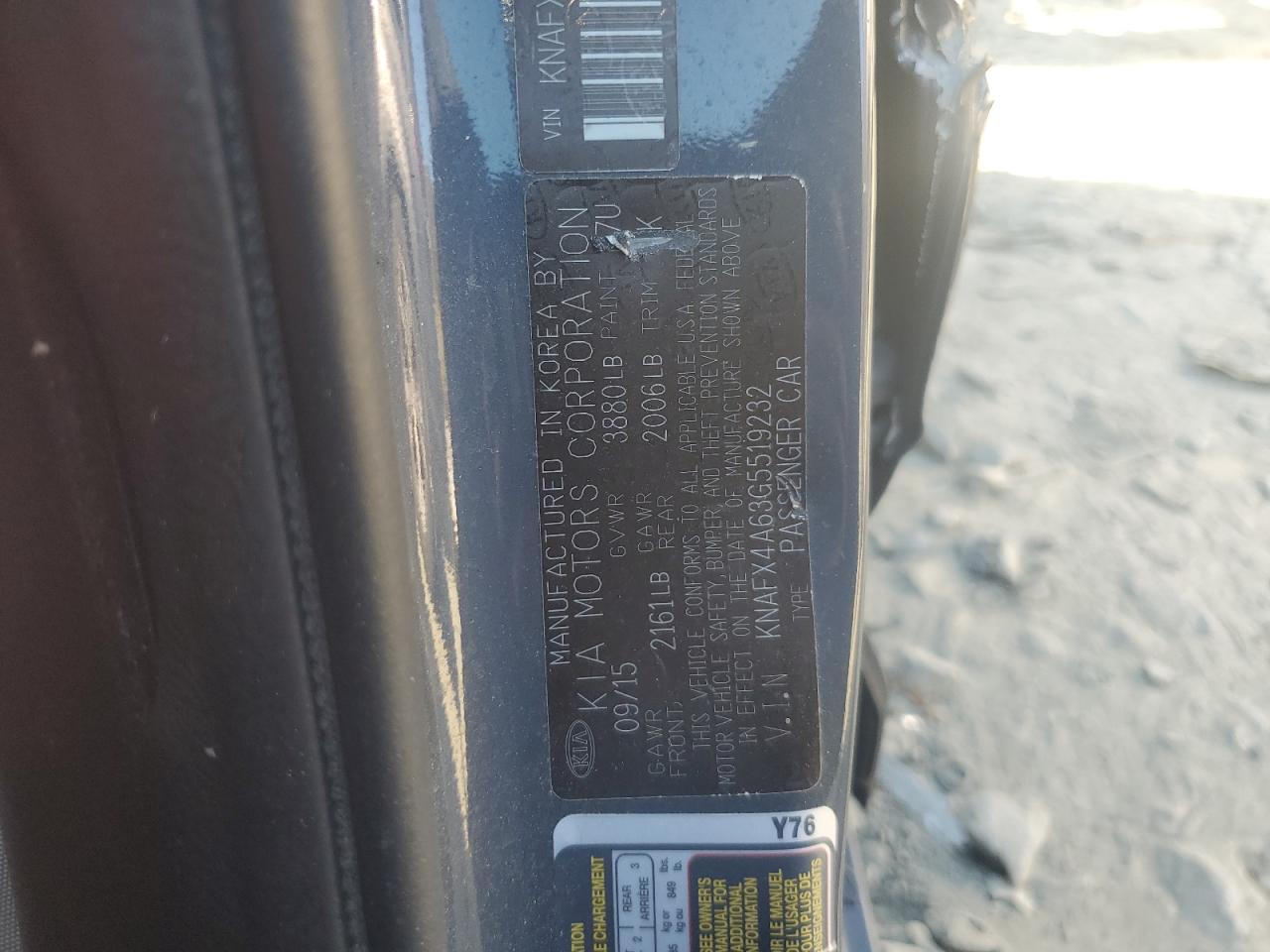 2016 KIA Forte VIN KNAFX4A63G5519232 Copart auction photo, side damage thumbnail 12