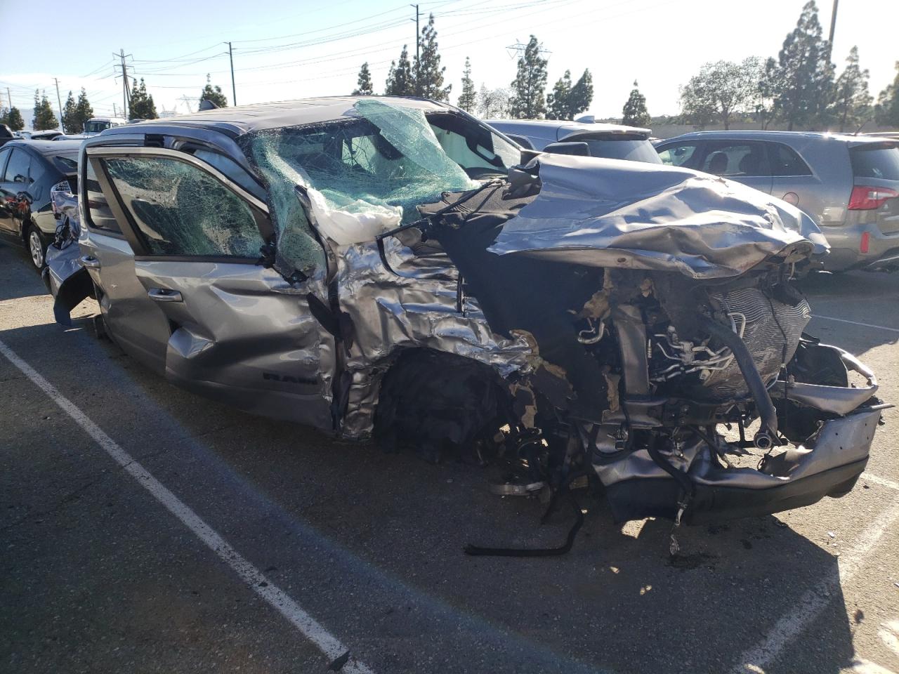 2021 RAM 1500 VIN 1C6RREFT4MN690945 Copart auction photo, all over / undercarriage damage thumbnail 4
