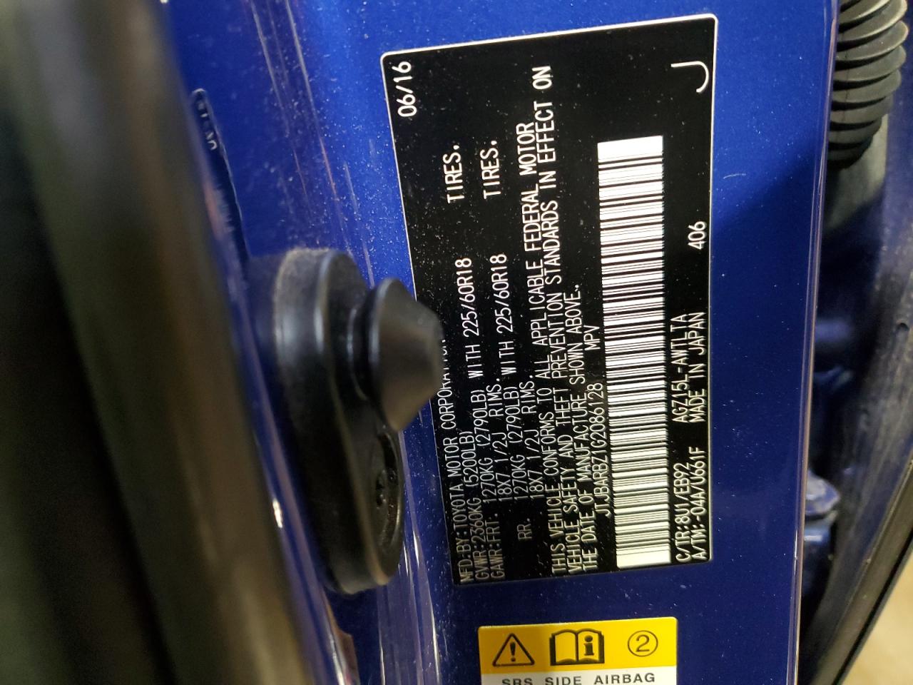 2016 Lexus NX VIN JTJBARBZ1G2086128 Copart auction photo, side / front end damage thumbnail 13