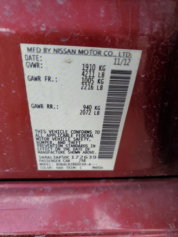 2013 Nissan Altima VIN 1N4AL3AP5DC172639 Copart auction photo, front end damage thumbnail 12