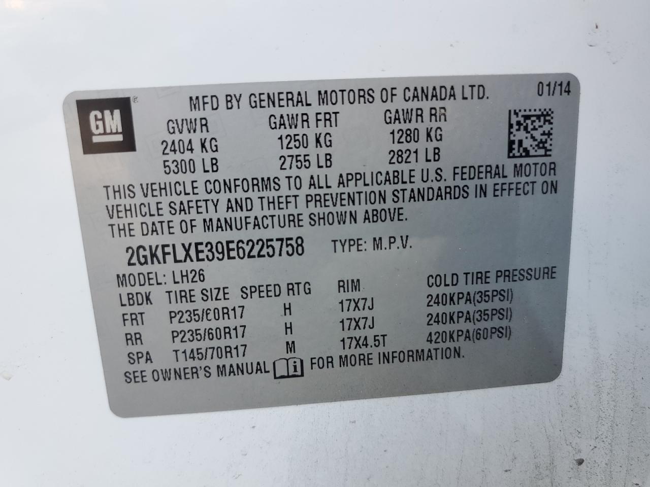 2014 GMC Terrain VIN 2GKFLXE39E6225758 Copart auction photo, front end / minor dent/scratches damage thumbnail 13