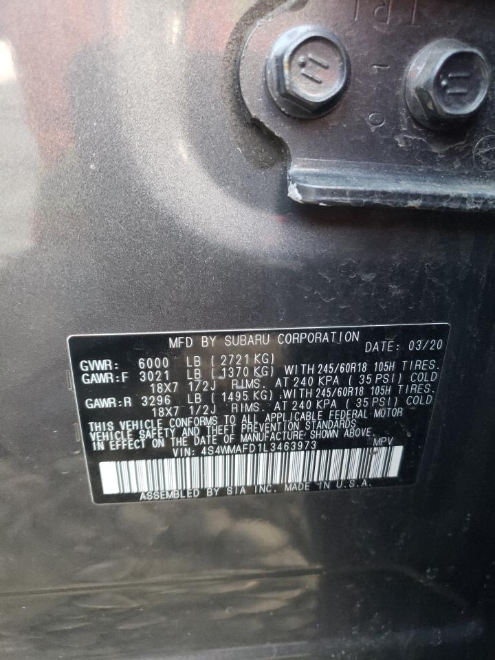 2020 Subaru Ascent VIN 4S4WMAFD1L3463973 Copart auction photo, all over damage thumbnail 15