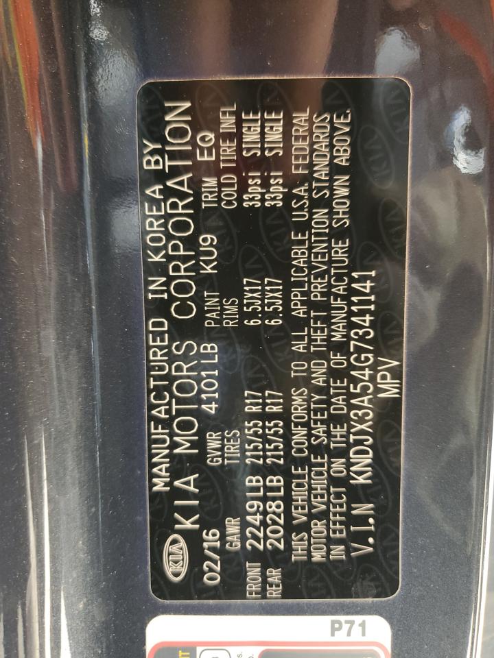 2016 KIA Soul VIN KNDJX3A54G7341141 Copart auction photo, front end / minor dent/scratches damage thumbnail 16