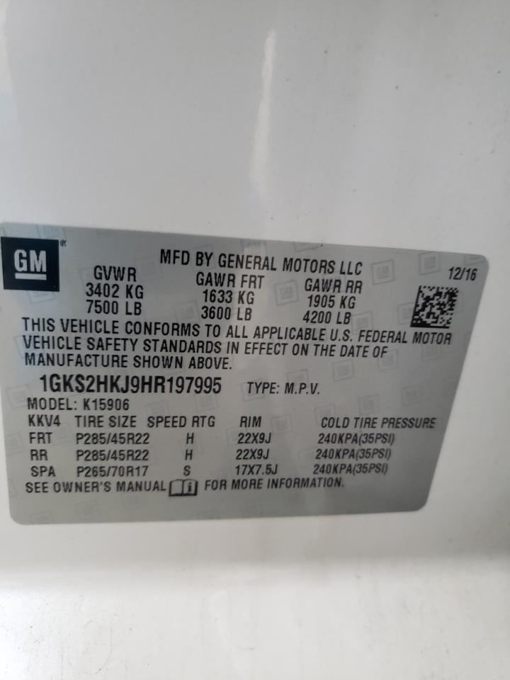 2017 GMC Yukon VIN 1GKS2HKJ9HR197995 Copart auction photo, front end damage thumbnail 14