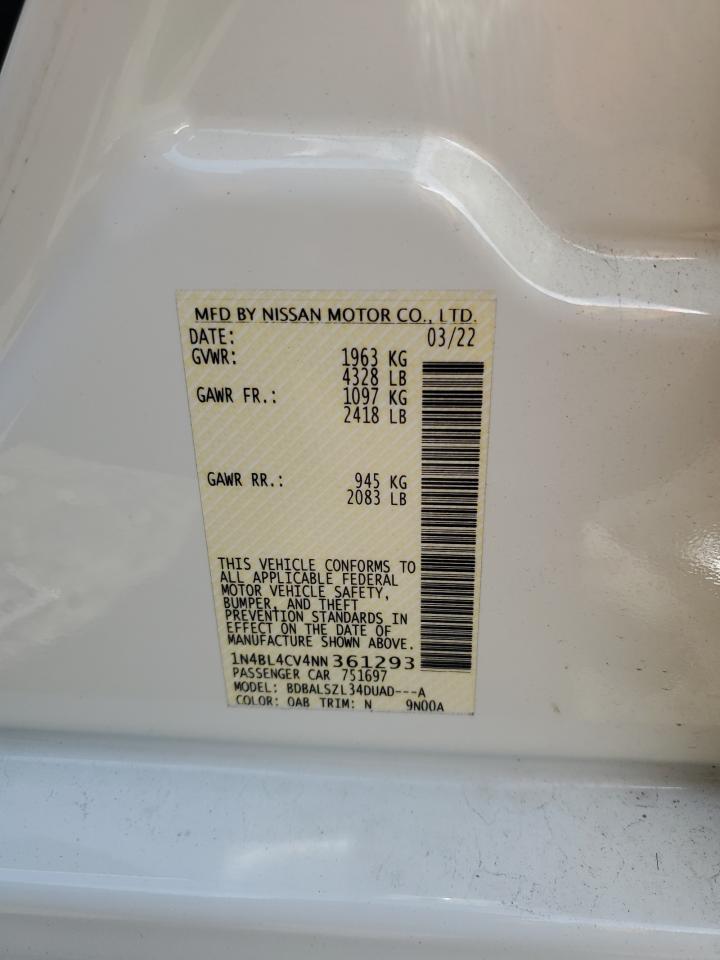 2022 Nissan Altima VIN 1N4BL4CV4NN361293 Copart auction photo, front end damage thumbnail 14