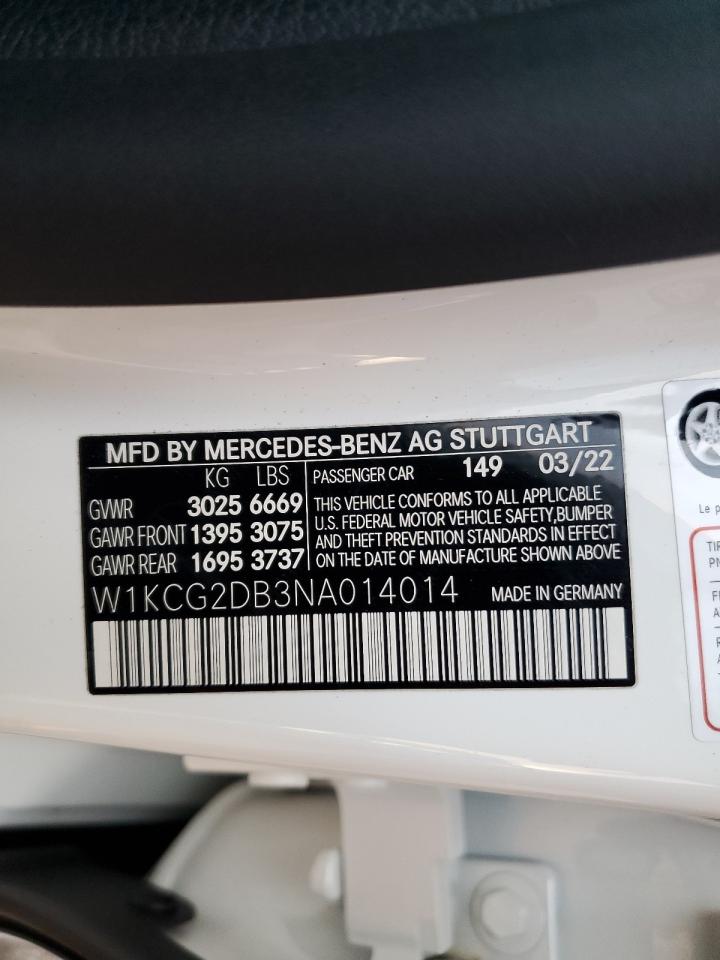 2022 Mercedes-Benz EQS VIN W1KCG2DB3NA014014 Copart auction photo, front end / side damage thumbnail 15