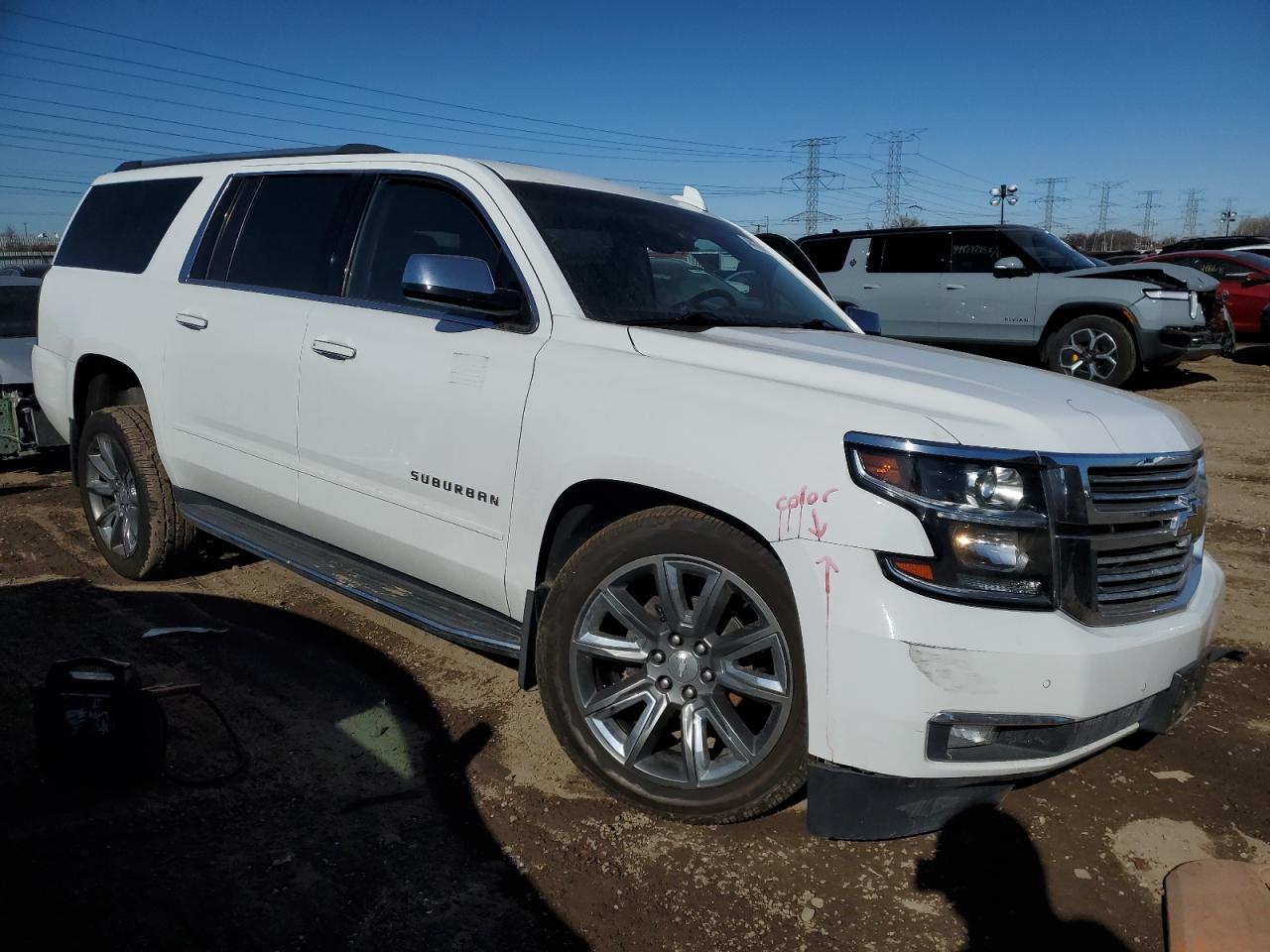 2017 Chevrolet Suburban VIN 1GNSKJKC5HR345524 Copart auction photo, front end / side damage thumbnail 4