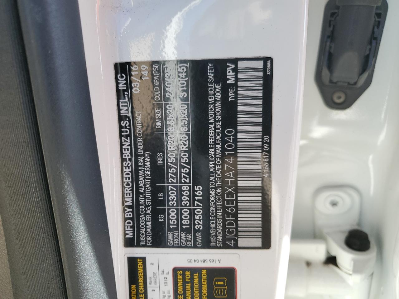 2017 Mercedes-Benz GLS-klasse VIN 4JGDF6EEXHA741040 Copart auction photo, front end damage thumbnail 15