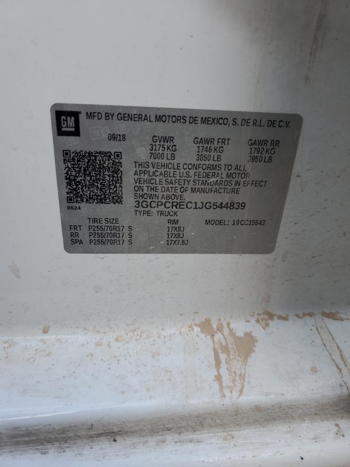 2018 Chevrolet Silverado VIN 3GCPCREC1JG544839 Copart auction photo, vandalism damage thumbnail 12