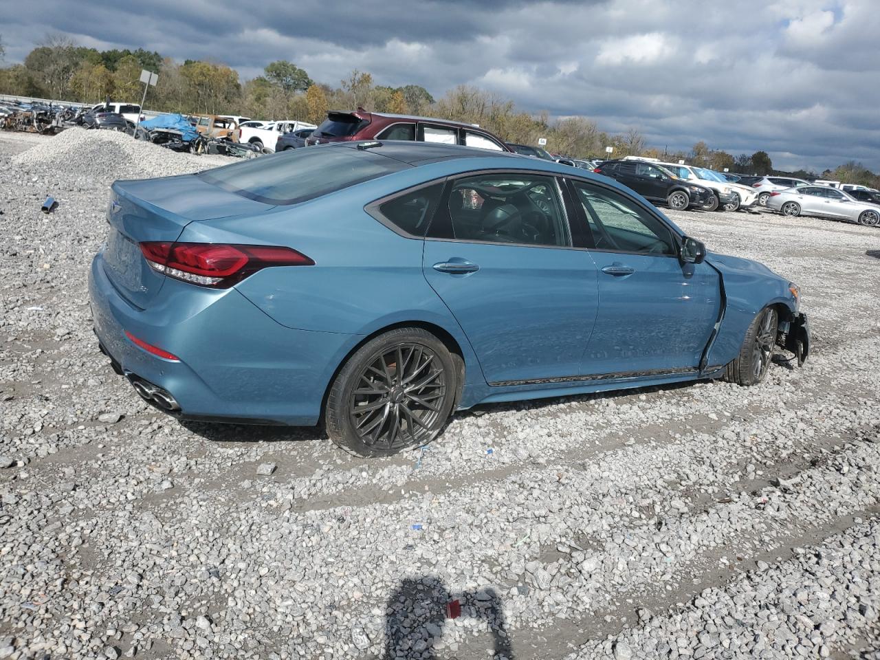 2018 Genesis G80 VIN KMHGN4JB8JU231676 Copart auction photo, front end / side damage thumbnail 3