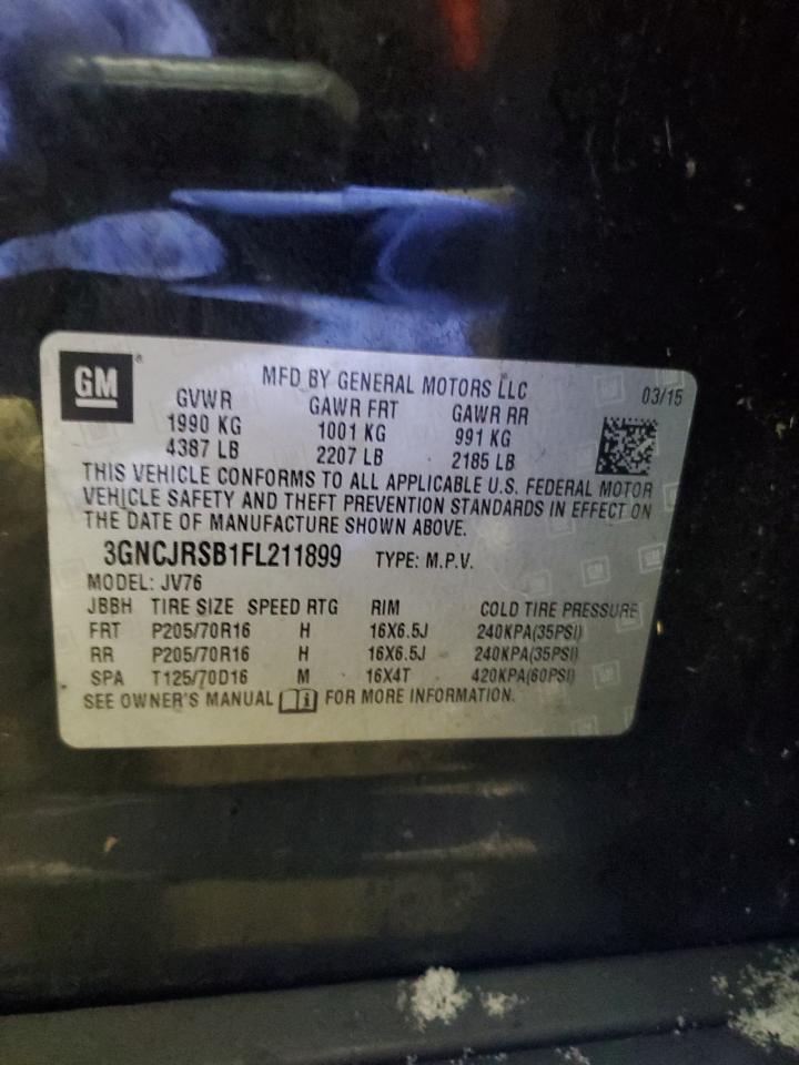 2015 Chevrolet Trax VIN 3GNCJRSB1FL211899 Copart auction photo, front end damage thumbnail 15
