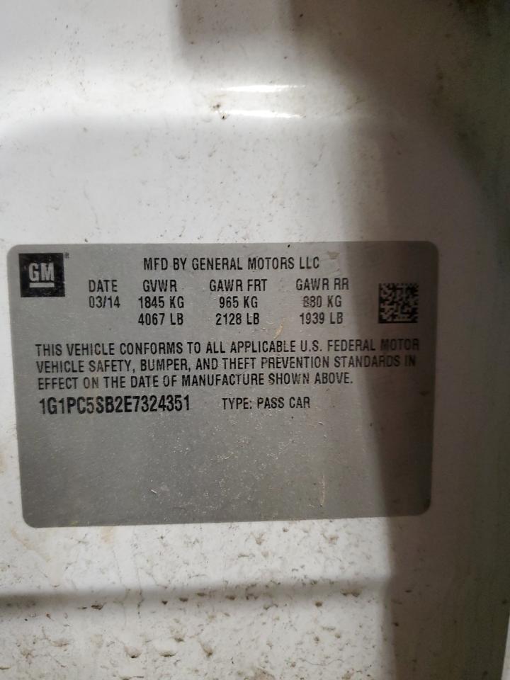 2014 Chevrolet Cruze VIN 1G1PC5SB2E7324351 Copart auction photo, front end / side damage thumbnail 12
