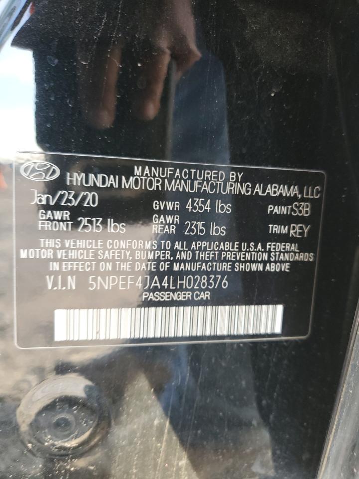 2020 Hyundai Sonata VIN 5NPEF4JA4LH028376 Copart auction photo, rear end damage thumbnail 12