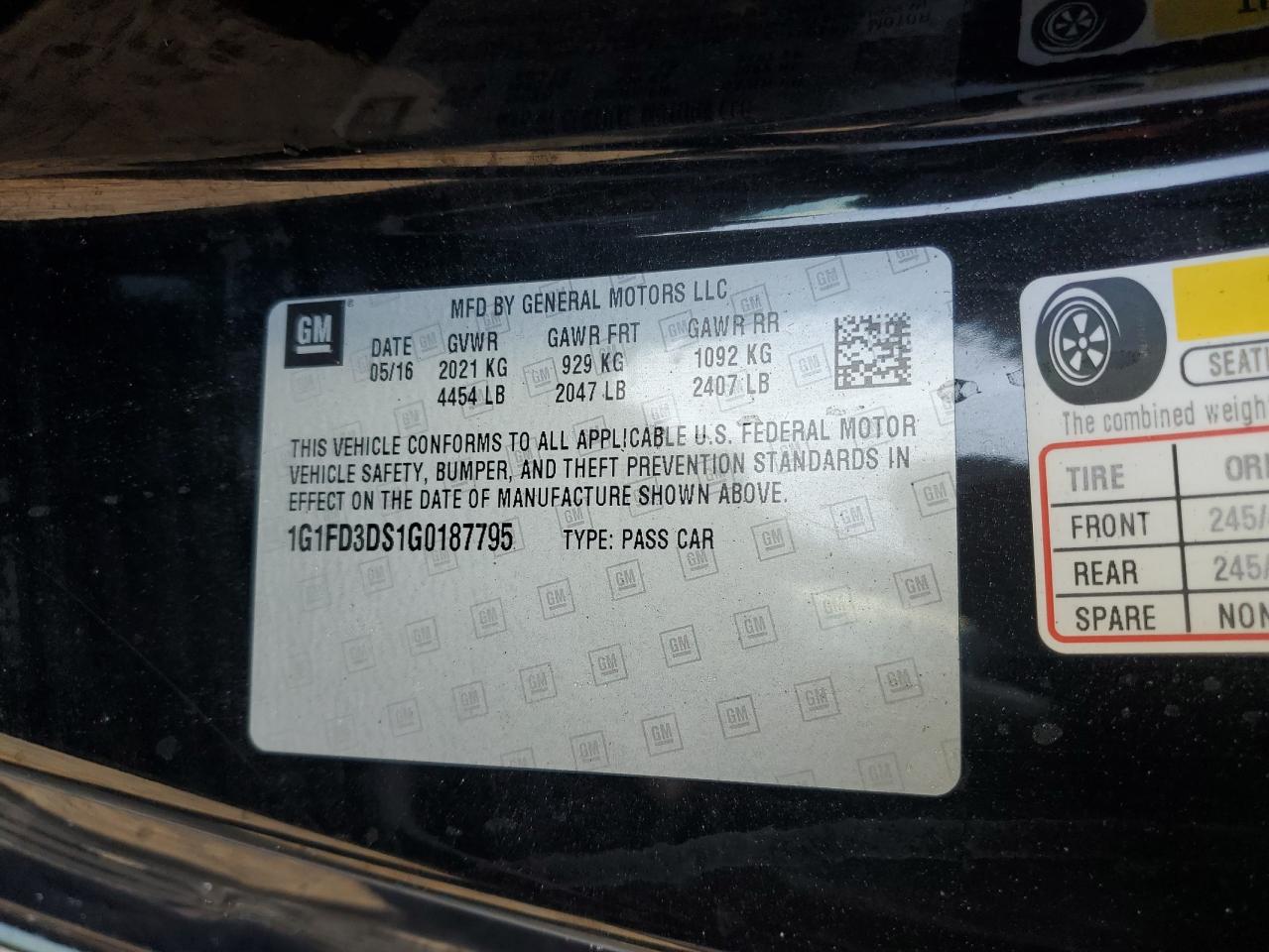 2016 Chevrolet Camaro VIN 1G1FD3DS1G0187795 Copart auction photo, water/flood damage thumbnail 13