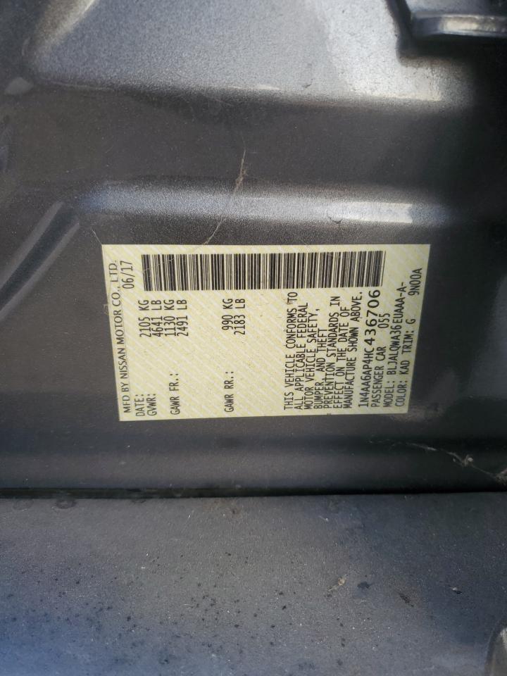 2017 Nissan Maxima VIN 1N4AA6AP4HC436706 Copart auction photo, front end / rear end damage thumbnail 12