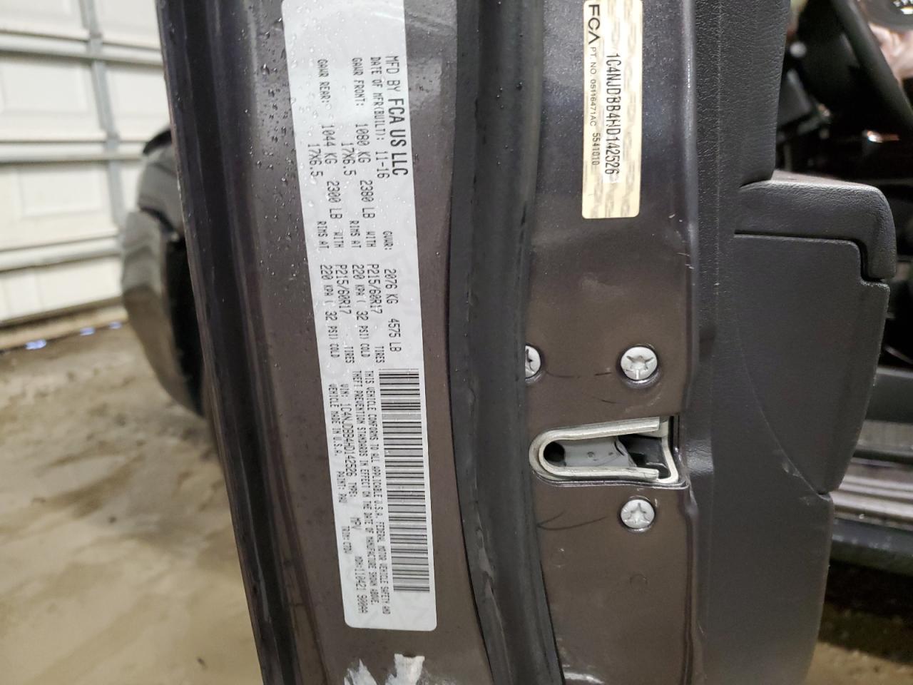 2017 Jeep Compass VIN 1C4NJDBB4HD142526 Copart auction photo, rear end damage thumbnail 15