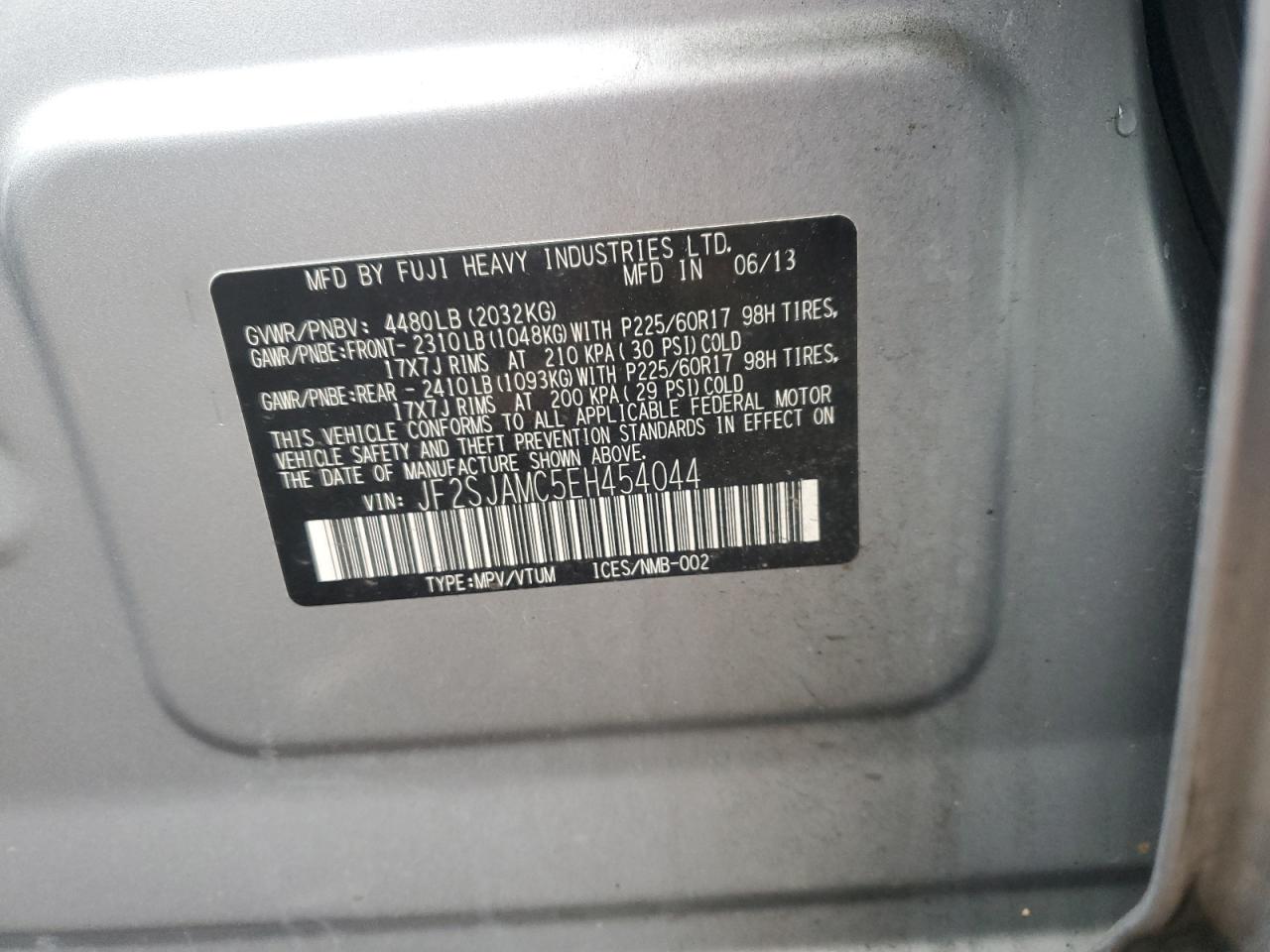 2014 Subaru Forester VIN JF2SJAMC5EH454044 Copart auction photo, minor dent/scratches damage thumbnail 13