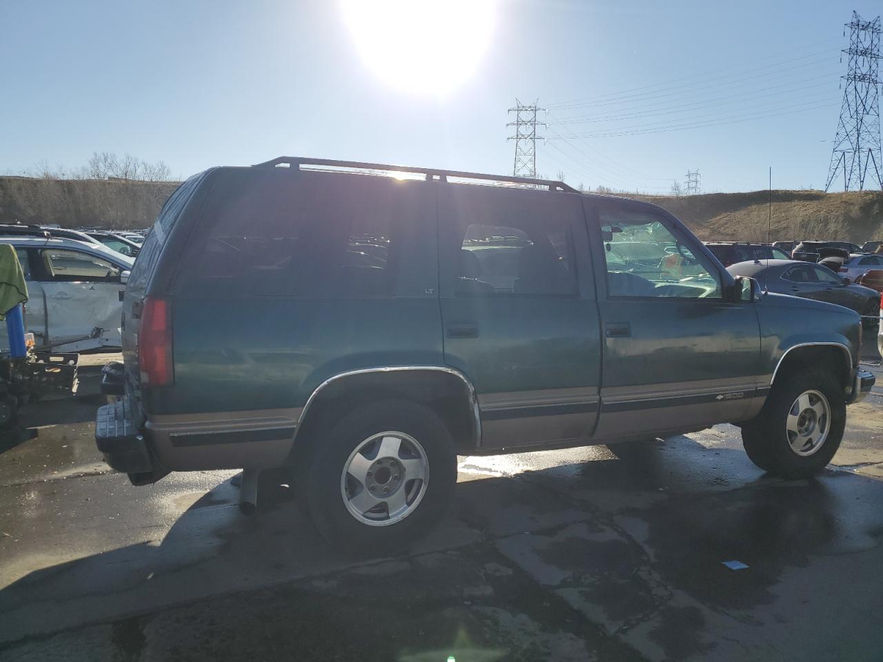 1996 Chevrolet Tahoe VIN 1GNEK13R4TJ307743 Copart auction photo, rear end / side damage thumbnail 3