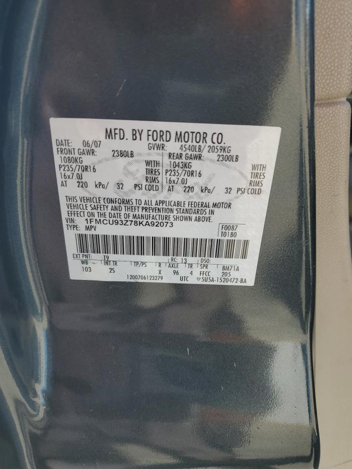 2008 Ford Escape VIN 1FMCU93Z78KA92073 Copart auction photo, all over damage thumbnail 13