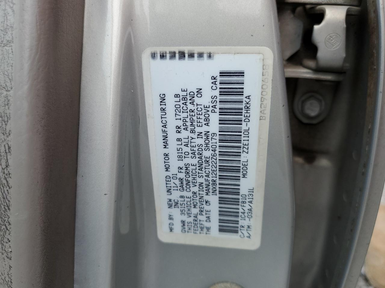 2002 Toyota Corolla VIN 1NXBR12E22Z640179 Copart auction photo, front end / rear end damage thumbnail 13
