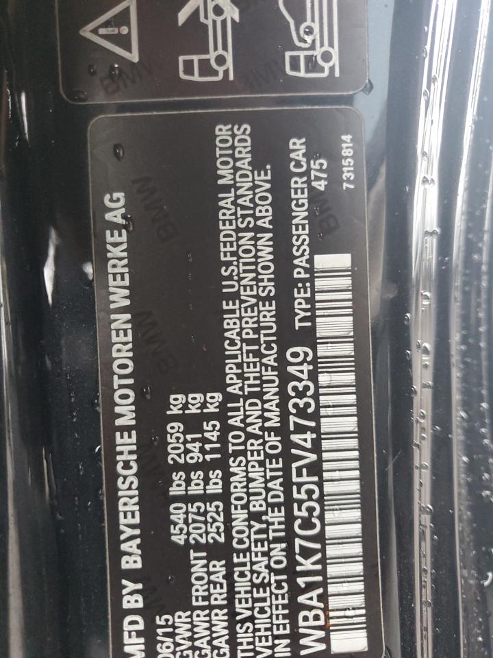 2015 BMW 2er VIN WBA1K7C55FV473349 Copart auction photo, side damage thumbnail 12