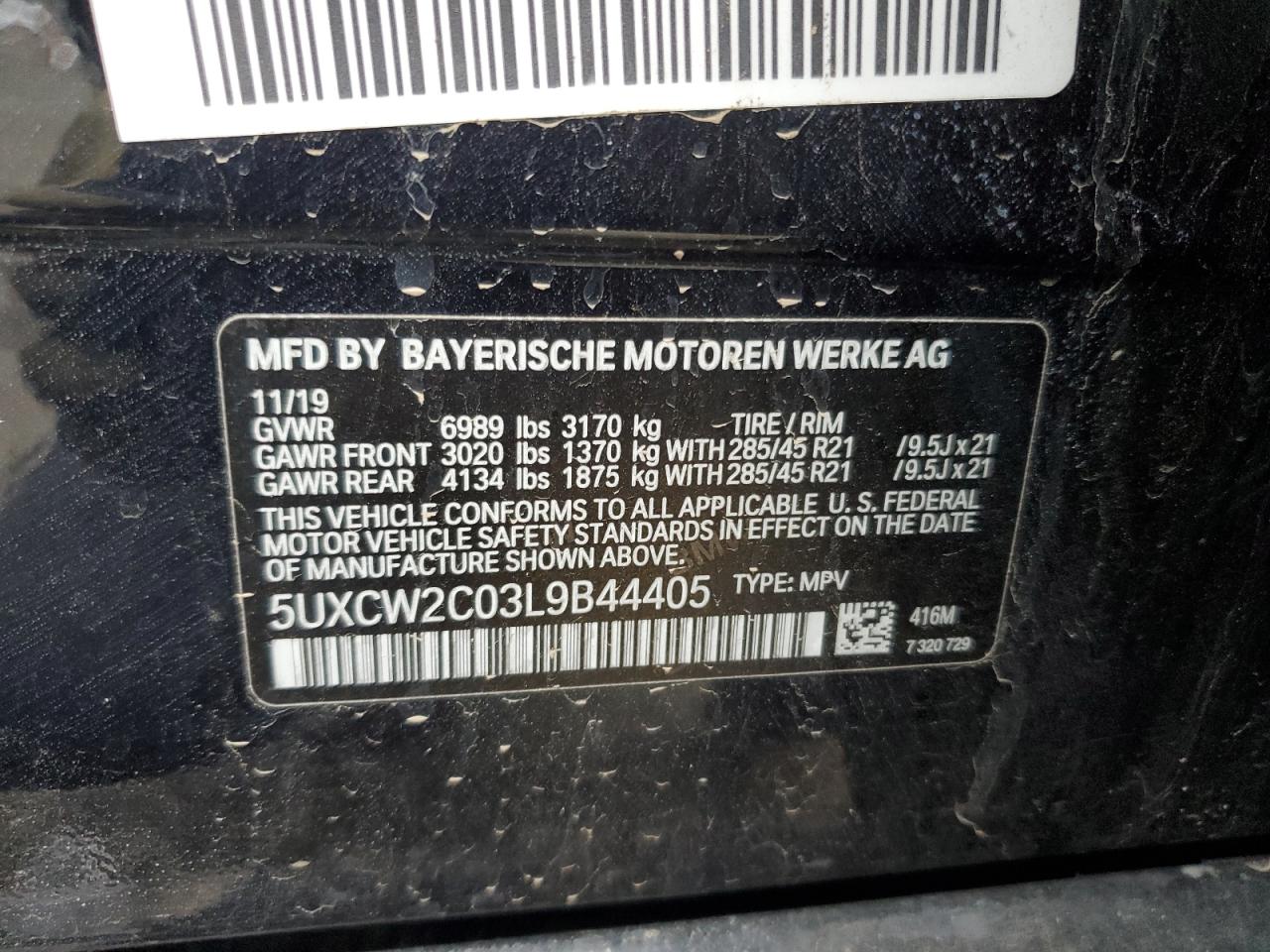 2020 BMW X7 VIN 5UXCW2C03L9B44405 Copart auction photo, all over damage thumbnail 13