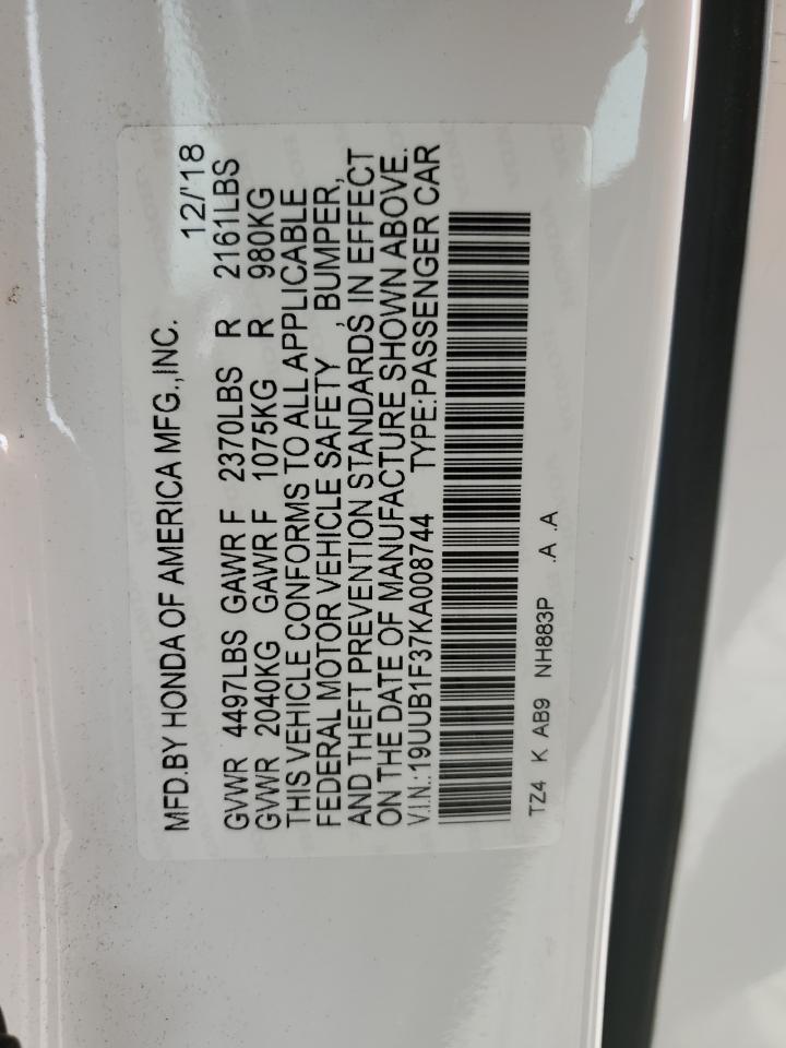 2019 Acura TLX VIN 19UUB1F37KA008744 Copart auction photo, all over / undercarriage damage thumbnail 14