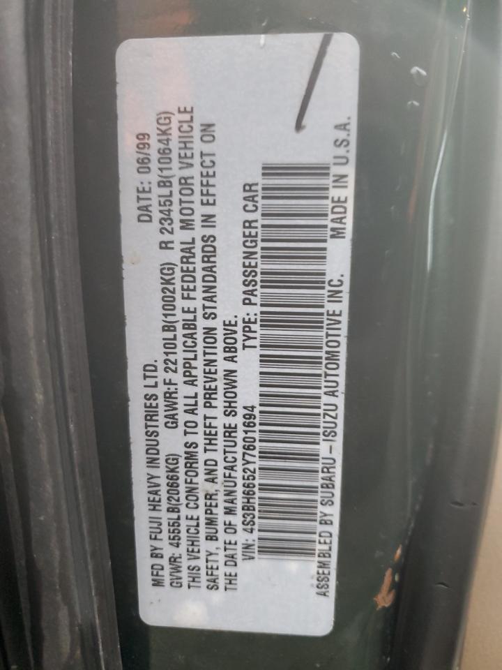 2000 Subaru Legacy VIN 4S3BH6652Y7601694 Copart auction photo, front end damage thumbnail 12