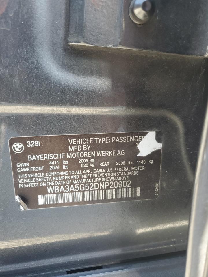 2013 BMW 3er VIN WBA3A5G52DNP20902 Copart auction photo, side damage thumbnail 12