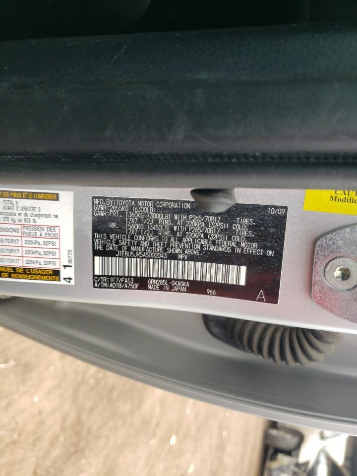 2010 Toyota 4Runner VIN JTEBU5JR5A5002043 Copart auction photo, mechanical damage thumbnail 15