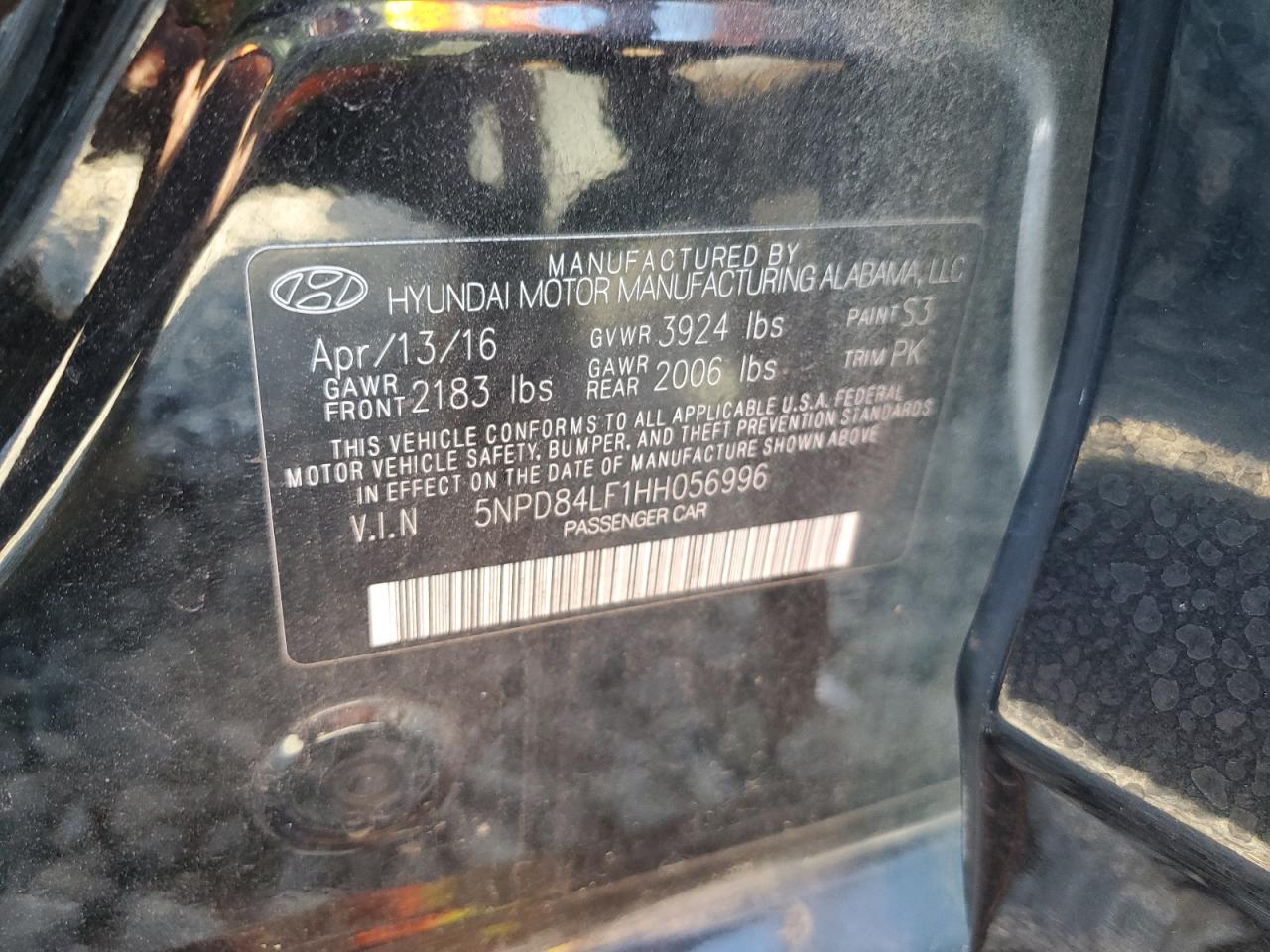 2017 Hyundai Elantra VIN 5NPD84LF1HH056996 Copart auction photo, front end damage thumbnail 12