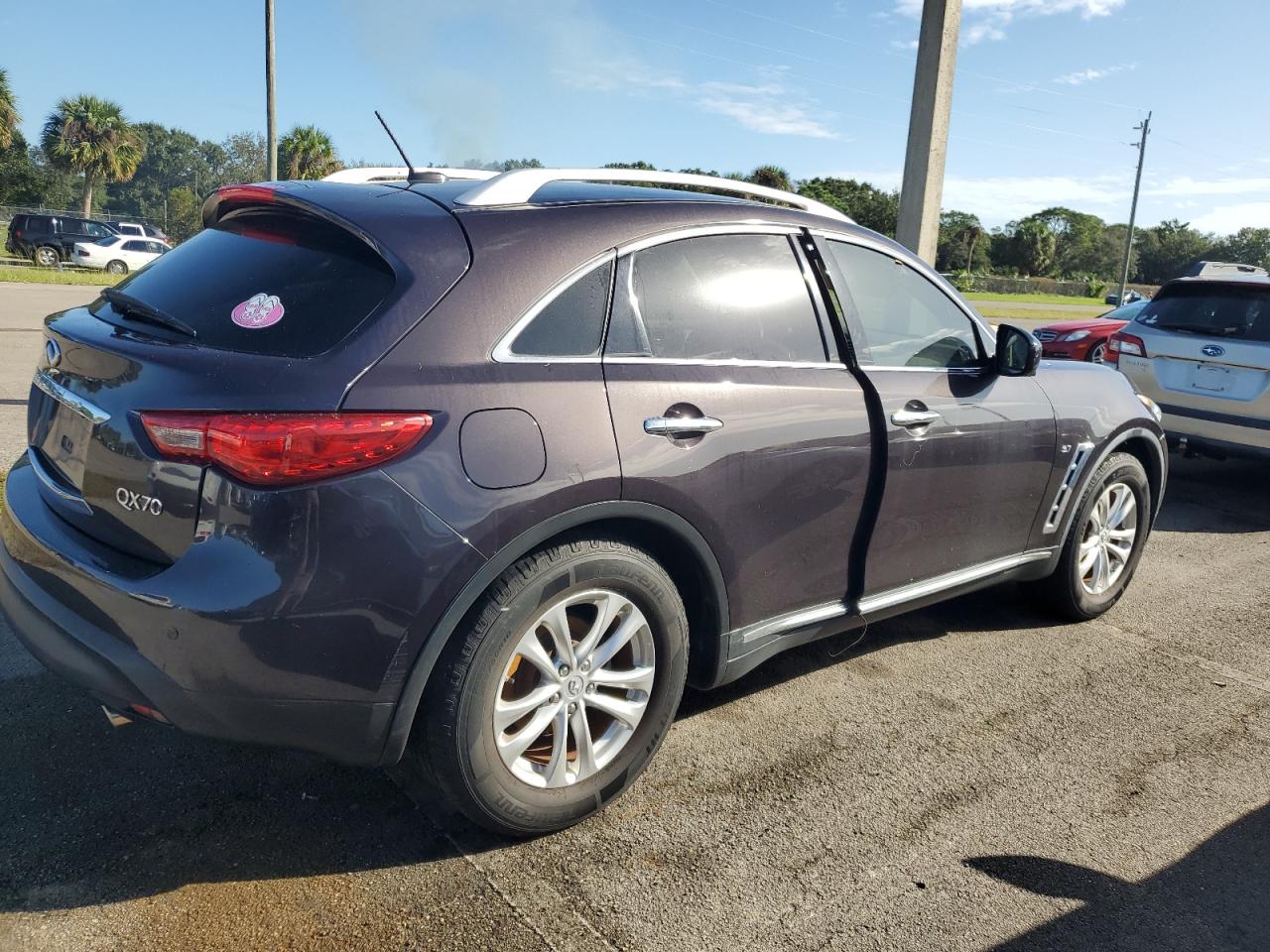2014 Infiniti QX70 VIN JN8CS1MW2EM413408 Copart auction photo, water/flood damage thumbnail 3