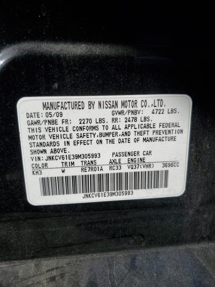2009 Infiniti G VIN JNKCV61E39M305993 Copart auction photo, vandalism / stripped damage thumbnail 13