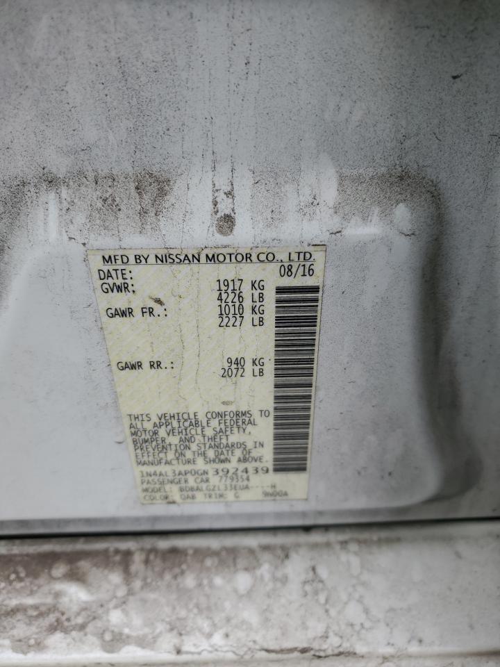 2016 Nissan Altima VIN 1N4AL3AP0GN392439 Copart auction photo, front end damage thumbnail 12